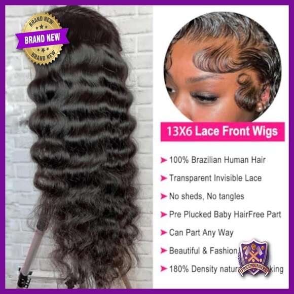 13x6 Deep Wave Lace Front Wig Human Hair 180% Density Glueless main image 5